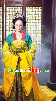 Traditional Ancient Chinese Imperial Consort Costume, Elegant Hanfu Clothing Chinese Tang Dynasty Imperial Emperess Tailing Embroidered Clothing for Women