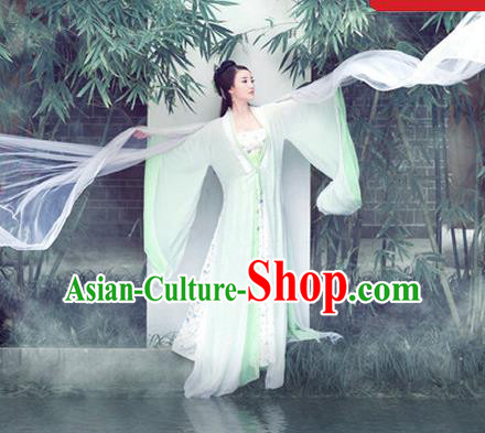 Traditional Ancient Chinese Female Dance Costume, Elegant Hanfu Fairy Clothing Chinese Tang Dynasty Imperial Consort White Clothing for Women