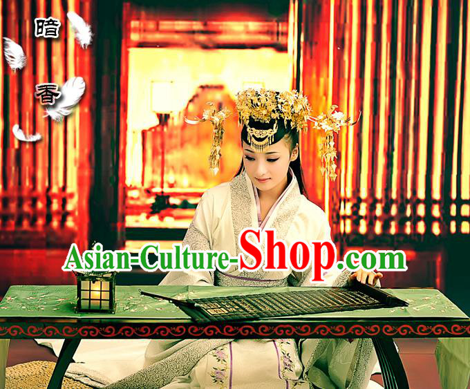 Traditional Ancient Chinese Imperial Consort Luxury Costume, Elegant Hanfu Clothing Chinese Han Dynasty Imperial Empress Embroidered Clothing for Women