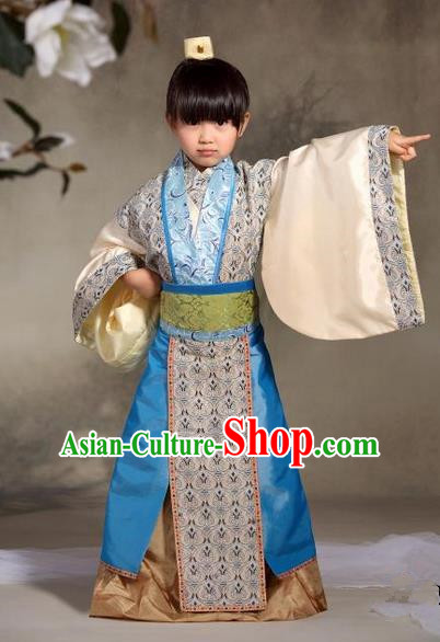 Traditional Ancient Chinese Nobility Childe Children Costume, Children Elegant Hanfu Dress Chinese Han Dynasty Imperial Prince Clothing for Kids
