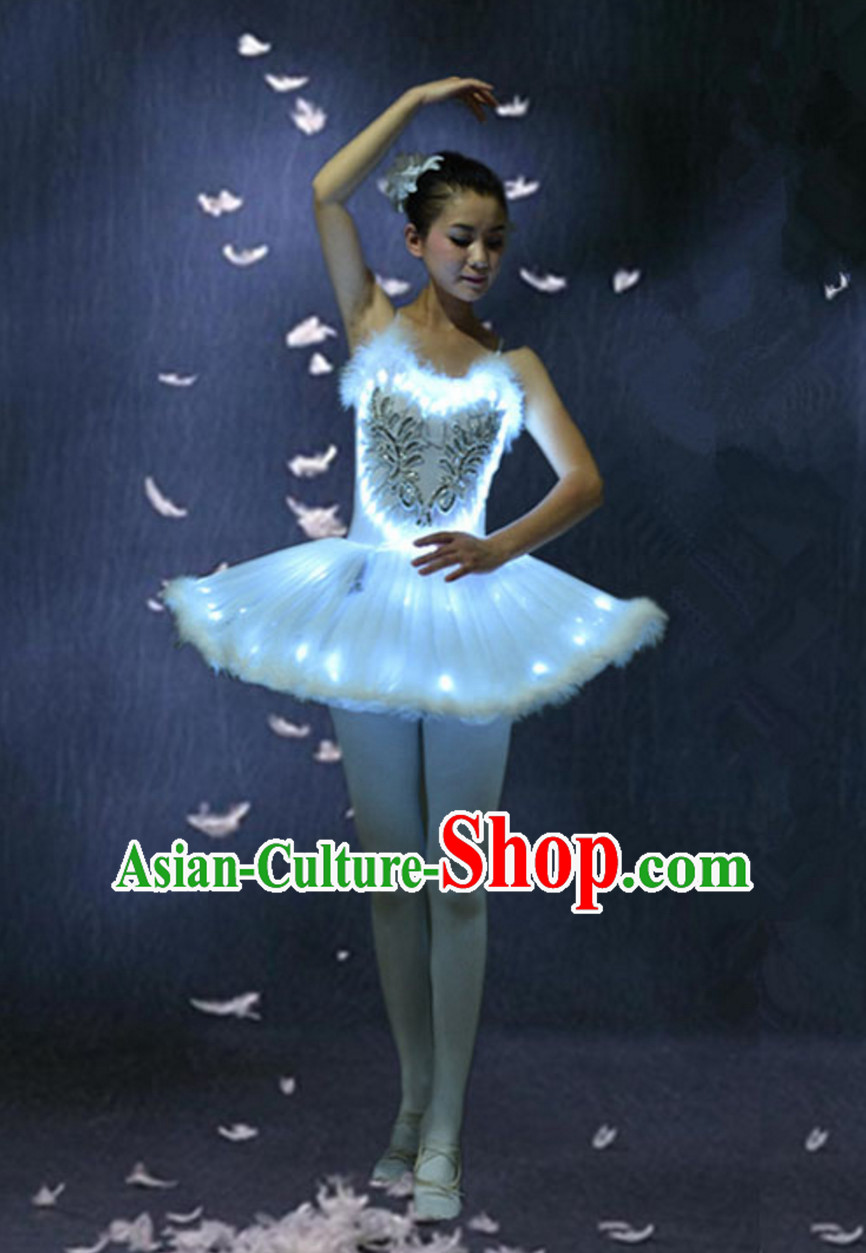 LED Ballet Dance Costumes Professional Dance LED Costumes LED Lights Costume and Headgear Complete Set