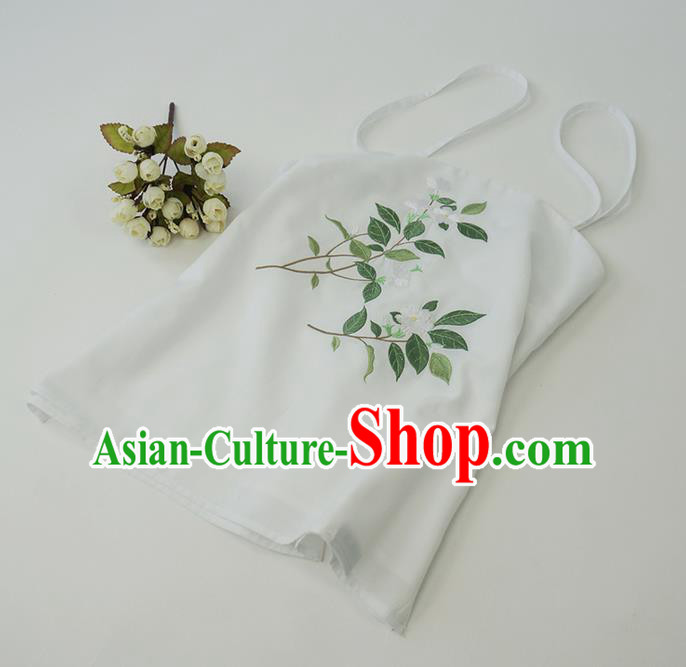 Traditional Ancient Chinese Costume Sun-Top, Elegant Hanfu Boob Tube Top Clothing Chinese Han Dynasty Embroidery Jasmine Condole Belt for Women