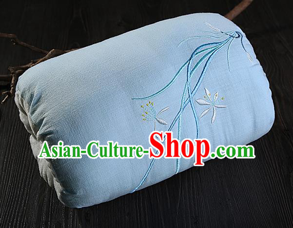 Traditional Ancient Chinese Embroidered Muff Embroidered Orchid Light Blue Handwarmers for Women