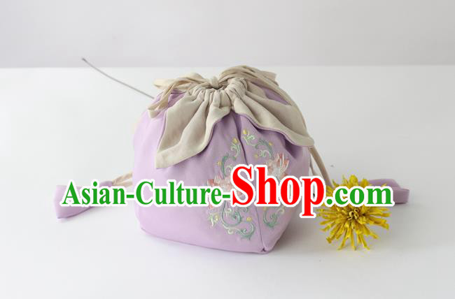 Traditional Ancient Chinese Embroidered Handbags Embroidered Lotus Lilac Bag for Women