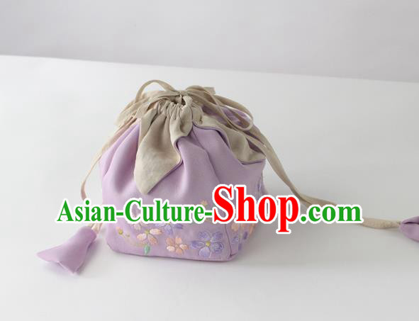Traditional Ancient Chinese Embroidered Handbags Embroidered Sakura Lilac Bag for Women