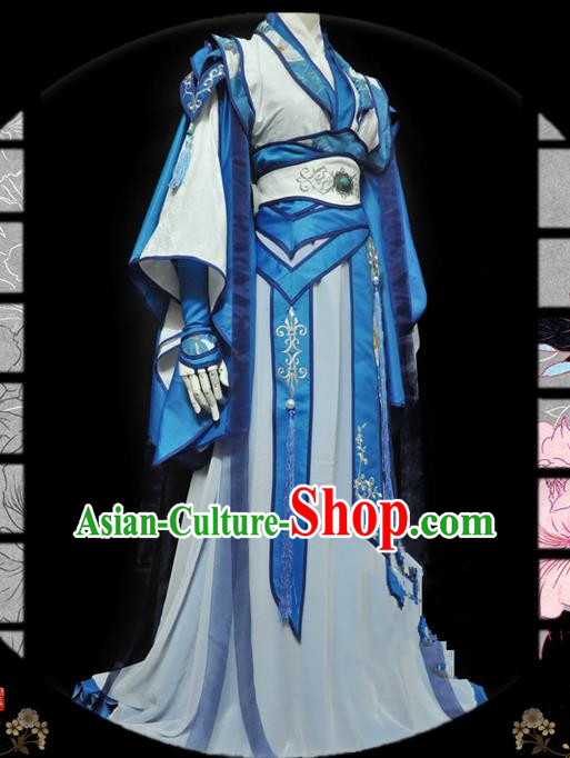 Traditional Asian Chinese Ancient Nobility Childe Costume, Elegant Hanfu Dress, Chinese Imperial Prince Tailing Embroidered Clothing, Chinese Cosplay Prince Costumes for Men