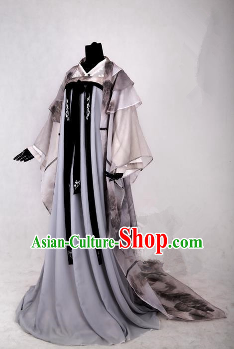 Traditional Ancient Chinese Imperial Consort Costume, Elegant Hanfu Ink Painting Dress Chinese Tang Dynasty Imperial Empress Tailing Clothing for Women