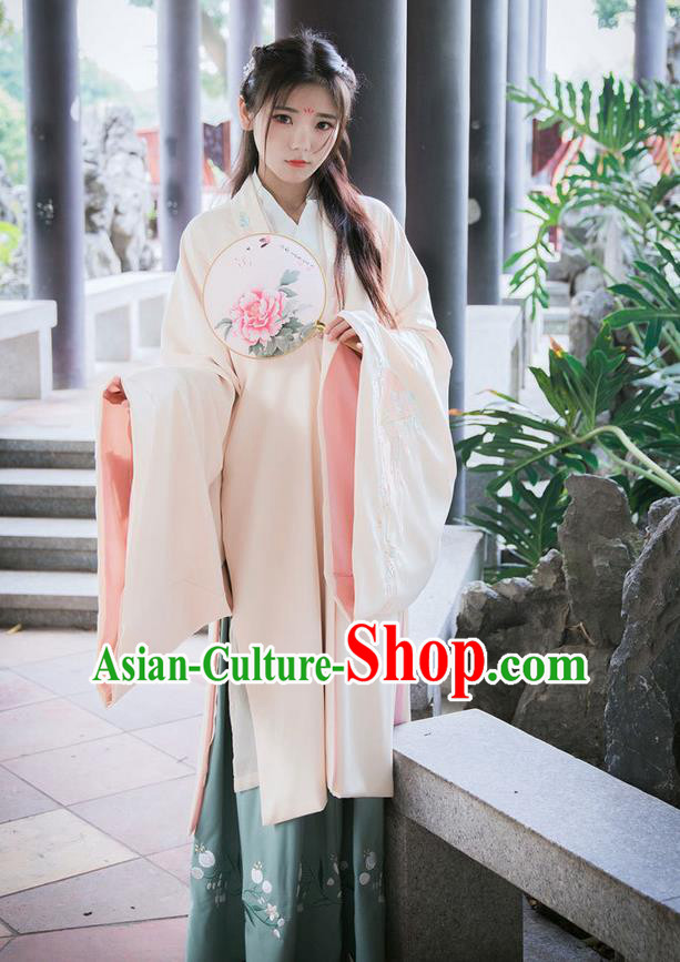Traditional Ancient Chinese Female Costume Cardigan, Elegant Hanfu Clothing Chinese Ming Dynasty Palace Lady Embroidered Fans Wide Sleeve Cappa Clothing for Women