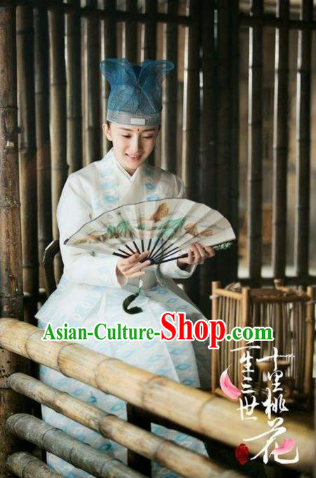 Traditional Ancient Chinese Nobility Childe Costume and Hat Complete Set, Elegant Hanfu Nobility Childe Robe, Chinese Cosplay Teleplay Ten great III of peach blossom Role Scholar Clothing for Men