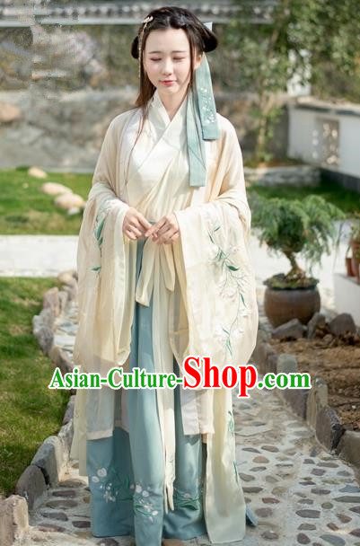 Traditional Ancient Chinese Female Costume Cardigan Blouse and Dress Complete Set, Elegant Hanfu Clothing Chinese Song Dynasty Imperial Empress Embroidered Clothing for Women