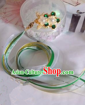 Traditional Handmade Chinese Ancient Classical Hair Accessories Ribbon Hairpin, Green Hair Claws for Women