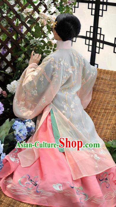 Traditional Ancient Chinese Female Costume Cardigan Blouse and Dress Complete Set, Elegant Hanfu Clothing Chinese Qing Dynasty Palace Princess Embroidered Clothing for Women
