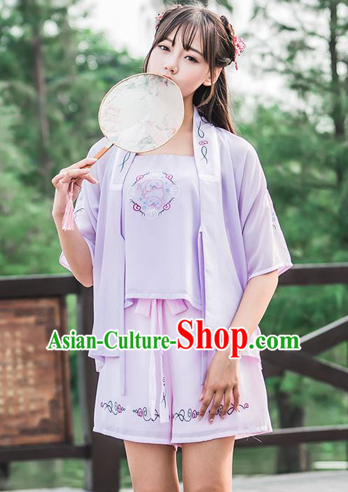 Traditional Ancient Chinese Female Costume Improved Blouse and Shorts Complete Set, Elegant Hanfu Clothing Chinese Song Dynasty Palace Princess Embroidered Clothing for Women