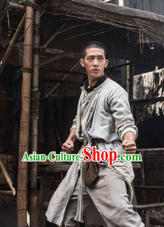 Ancient Chinese Light Grey Kung Fu Uniform for Men