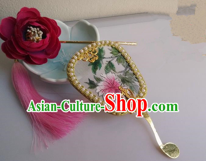 Traditional Chinese Handmade Ancient Hanfu Cosplay Little Palm-leaf Fan Props