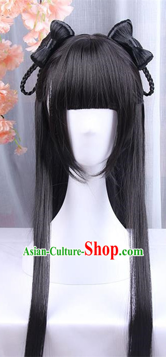 Traditional Handmade Ancient Chinese Han Dynasty Imperial Princess Wig, Ancient Hanfu Chinese Young Lady Wig for Women