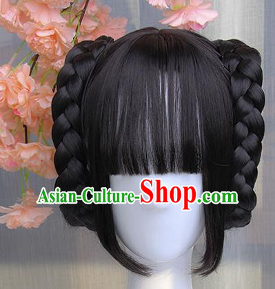 Traditional Handmade Ancient Chinese Han Dynasty Imperial Princess Wig, Ancient Chinese Hanfu Cosplay Fairy Lady Wig for Women