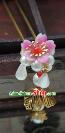 Traditional Handmade Chinese Ancient Princess Classical Hanfu Accessories Jewellery Pearl Flowers Hair Sticks Hair Step Shake, Tassel Hair Fascinators Hairpins for Women