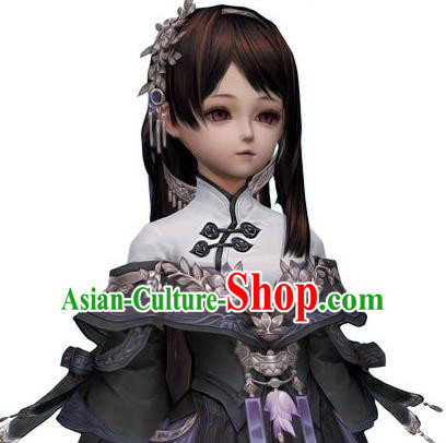 Traditional Handmade Ancient Chinese Han Dynasty Imperial Princess Wig, Ancient Chinese Hanfu Cosplay Fairy Queen Young Lady Brown Wig for Women