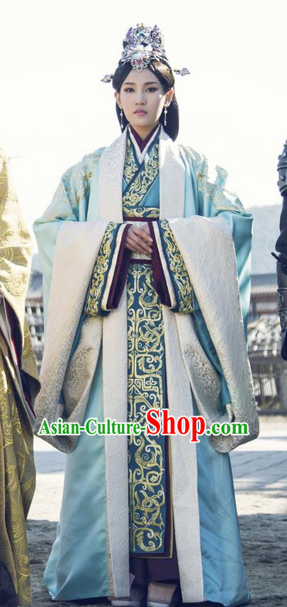 Traditional Ancient Chinese Imperial Empress Costume, Elegant Hanfu Dress Chinese Han Dynasty Imperial Queen Tailing Embroidered Clothing for Women