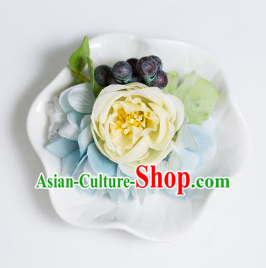 Top Grade Classical Wedding Silk Flowers, Bride Emulational Wrist Flowers Bridesmaid Bracelet Yellow Flowers for Women