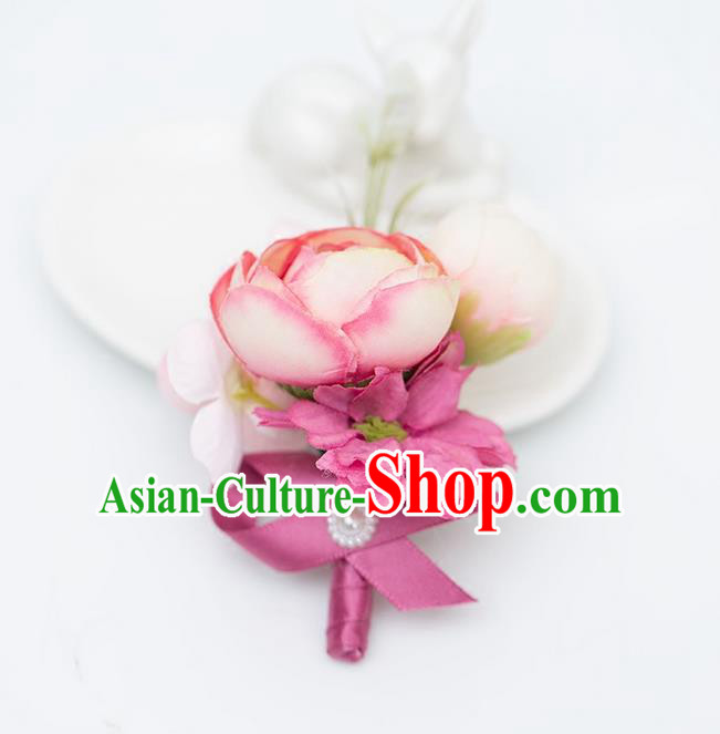 Top Grade Classical Wedding Silk Flowers,Groom Emulational Corsage Groomsman Brooch Flowers for Men