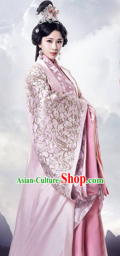Traditional Ancient Chinese Imperial Consort Costume, Elegant Hanfu Palace Princess Dress Han Dynasty Imperial Concubine Embroidered Tailing Clothing for Women