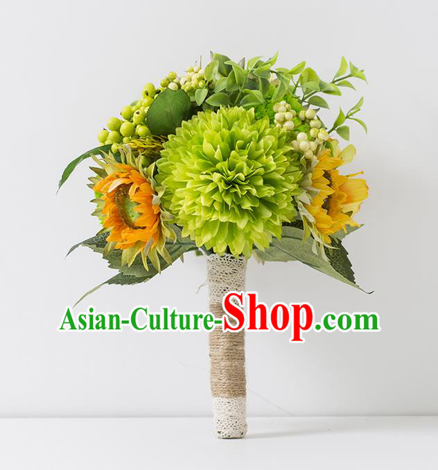 Top Grade Classical Wedding Silk Flowers Bride Wrist Flowers Bracelet Flowers Groom Corsage Brooch Flowers