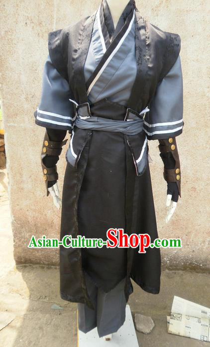 Traditional Ancient Chinese Classical Cartoon Character Nobility Childe Uniform Cosplay Game Role Han Dynasty Prince Swordmen Costume Complete Set for Men