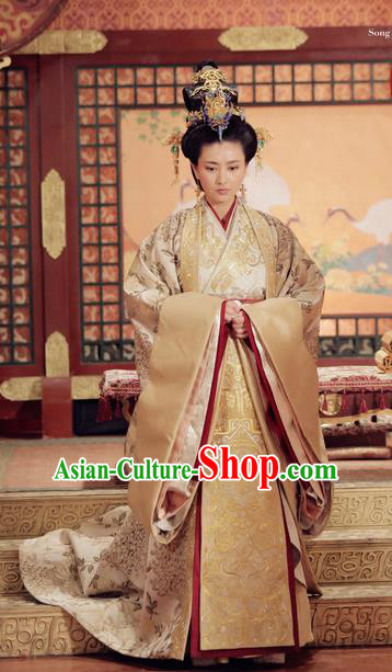 Traditional Ancient Chinese Imperial Empress Costume, Elegant Hanfu Palace Lady Queen Dress, Chinese Warring States Period Imperial Empress Tailing Embroidered Phoenix Clothing for Women