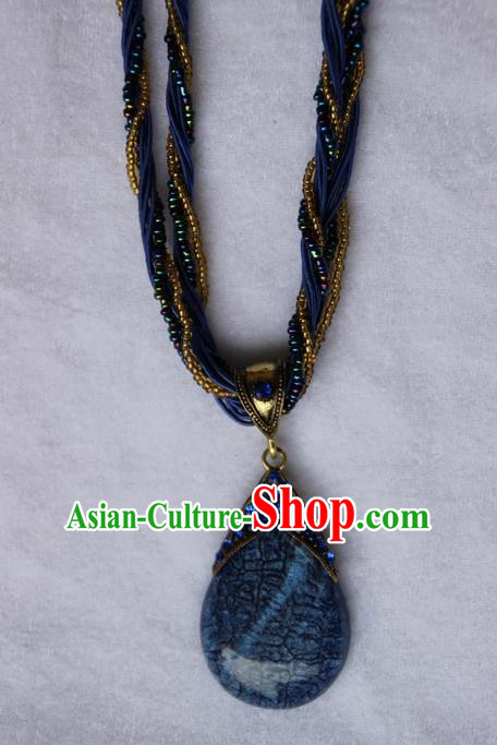 Traditional Chinese Miao Ethnic Minority Necklace, Hmong Handmade Sweater Chain, Miao Ethnic Jewelry Accessories Collarbone Chain Necklace for Women