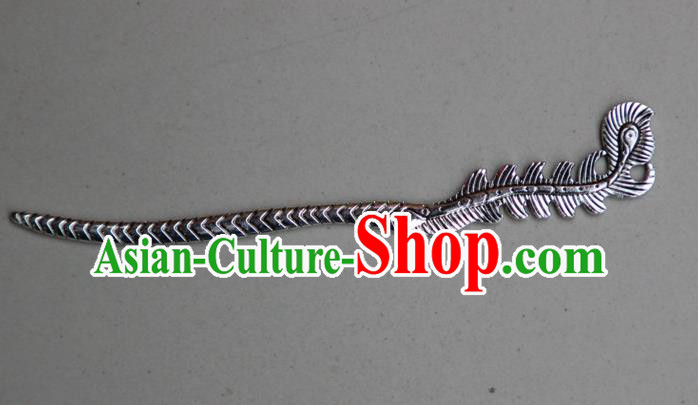Traditional Chinese Ancient Miao Ethnic Minority Palace Hair Jewelry Accessories, Hmong Handmade Silver Hairpins, Miao Ethnic Jewelry Accessories Hair Claw for Women