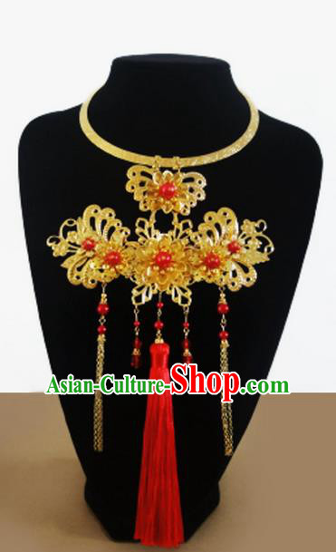 Traditional Handmade Chinese Ancient Classical Jewellery Accessories Necklace, Bride Tassel Wedding Necklace for Women