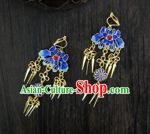 Traditional Handmade Chinese Ancient Classical Blueing Earrings for Women