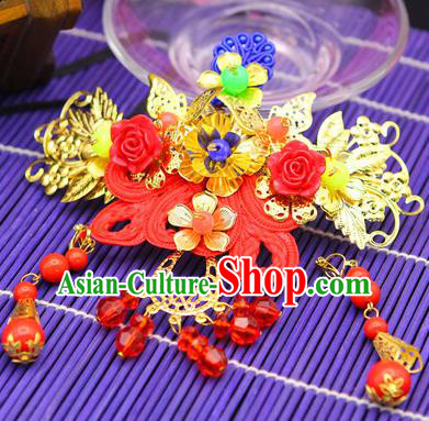 Traditional Handmade Chinese Ancient Classical Hair Accessories Barrettes Hairpin, Bride Wedding Hair Sticks and Earrings, Hair Fascinators Hairpins for Women