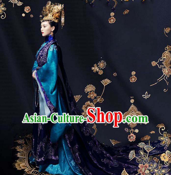 Traditional Ancient Chinese Imperial Emperess Costume, Chinese Han Dynasty Dress, Cosplay Chinese Peri Imperial Empress Dowager Tailing Embroidered Clothing for Women