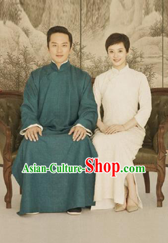 Traditional Ancient Chinese Republic of China Red Gown Crosstalk Robes Qing Dynasty Teacher Minguo Costumes for Men