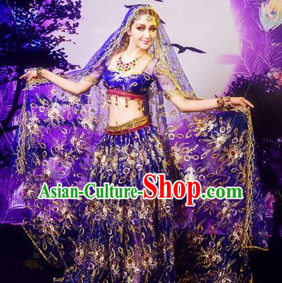 Traditional Ancient Indian Palace Sari Classic Dance Costumes, Indian Young Lady Belly Dance Dress for Women