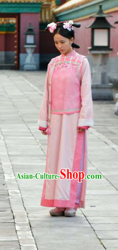 Traditional Ancient Chinese Female Costume, Chinese Qing Dynasty Manchu Palace Lady Dress, Cosplay Chinese Manchu Minority Princess Clothing for Women
