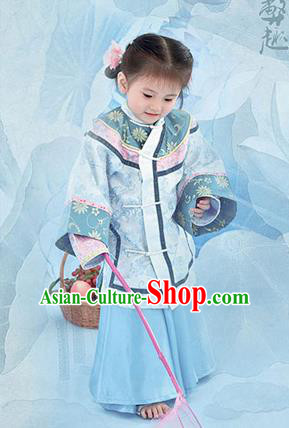 Traditional Ancient Chinese Imperial Princess Costume, Chinese Qing Dynasty Manchu Children Dress, Cosplay Chinese Manchu Imperial Princess Clothing for Kids