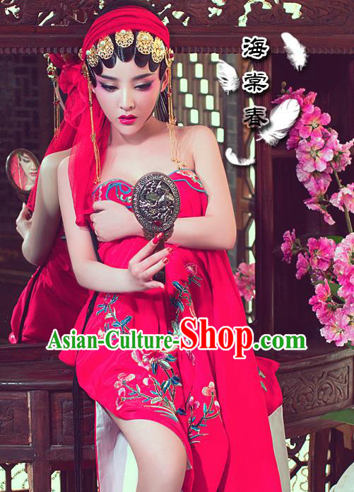 Traditional Ancient Chinese Peking Opera Classical Costume, Chinese Tang Dynasty Young Lady Water Sleeves Dance Dress, Cosplay Chinese Peri Princess Clothing for Women