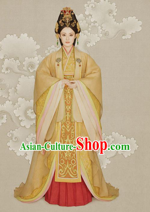 Traditional Ancient Chinese Imperial Emperess Costume, Chinese Han Dynasty Imperial Consort Dress, Cosplay Chinese Emperess Embroidered Clothing Phoenix Hanfu for Women
