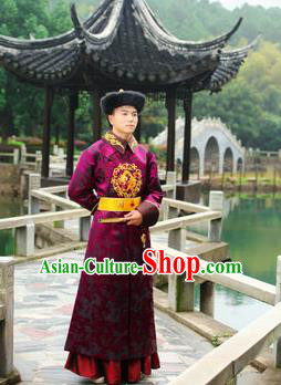 Traditional Ancient Chinese Qing Dynasty Imperial Prince Robes, Qing Dynasty Manchu Imperial Emperor Dragon Costumes for Men