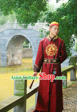 Traditional Ancient Chinese Qing Dynasty Imperial Prince Robes, Manchu Imperial Emperor Dragon Costumes for Men