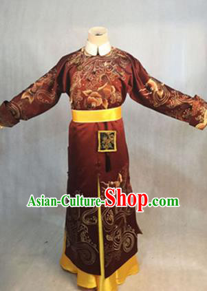 Traditional Ancient Chinese Imperial Emperor Costume, Chinese Qing Dynasty Manchu Dress, Cosplay Chinese Manchu Minority Majesty Embroidered Clothing for Men