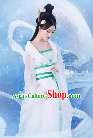 Traditional Ancient Chinese Imperial Princess Costume and Hair Accessories Complete Set, Chinese Han Dynasty Young Lady Dress, Cosplay Chinese Imperial Princess Embroidered Clothing Hanfu for Women