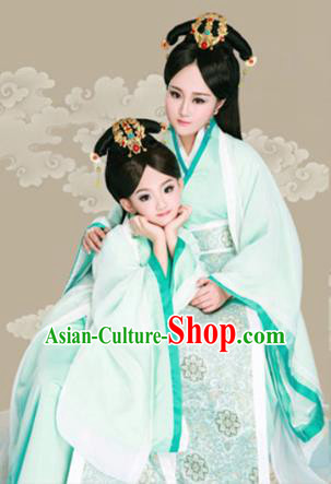 Traditional Ancient Chinese Mother and Daughter Outfit Costume Complete Set, Chinese Tang Dynasty Parent-Child Woman Dress, Cosplay Chinese Family Portrait Clothing Hanfu for Women for Children