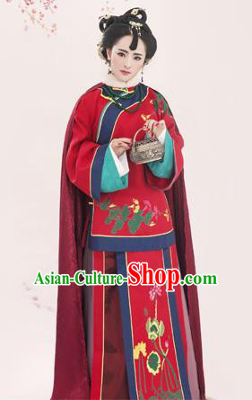 Traditional Ancient Chinese Imperial Emperess Costume, Chinese Qing Dynasty Manchu Lady Dress, Cosplay Republic of China Manchu Minority Princess Embroidered Clothing for Women