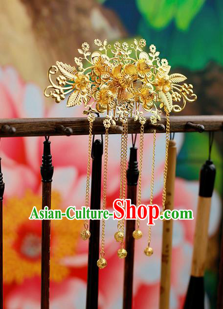 Chinese Wedding Jewelry Accessories, Traditional Xiuhe Suits Wedding Bride Headwear, Wedding Tiaras, Ancient Chinese Tassel Harpins for Women