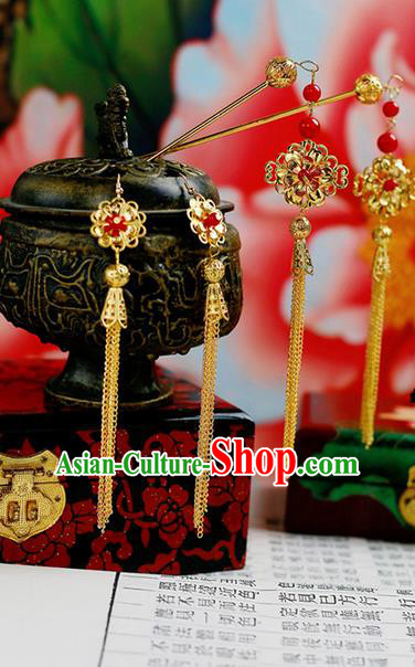 Chinese Wedding Jewelry Accessories, Traditional Xiuhe Suits Wedding Bride Headwear, Wedding Tiaras, Ancient Chinese Harpins and Earrings for Women